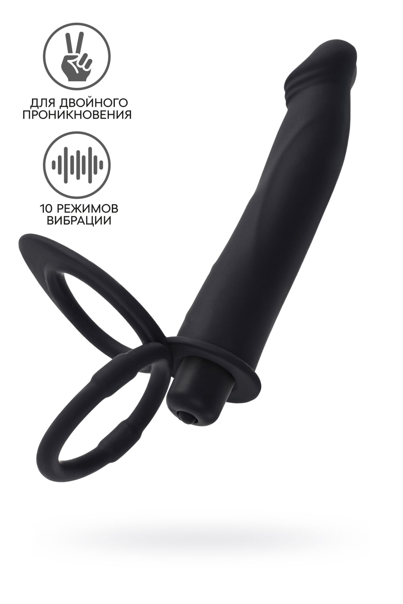 насадка на пенис для двойного проникновения black&red by toyfa, силикон, чёрная, 19 см в Перми