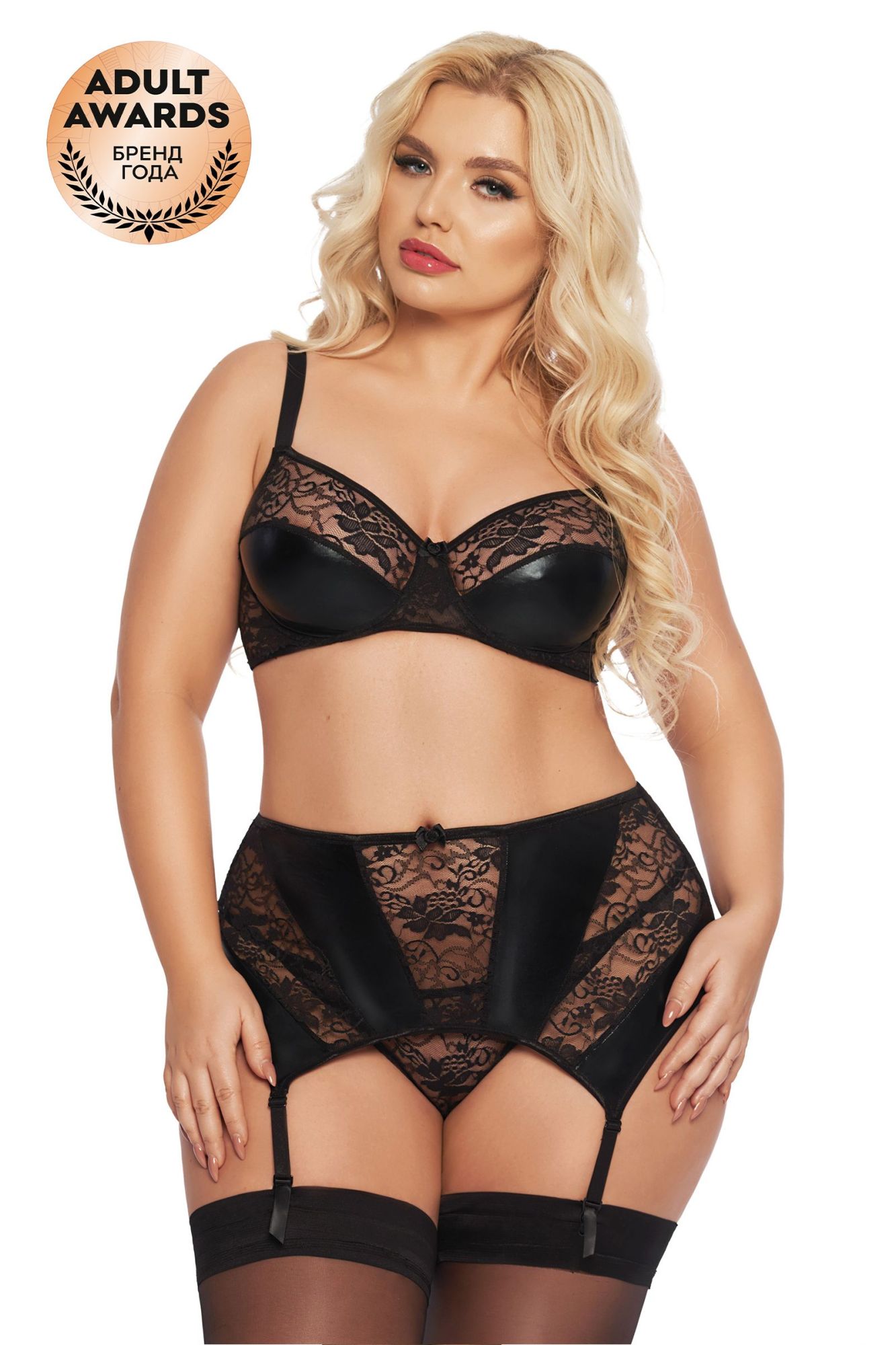 Эротическое комплект открытый softline collection joana (бюстгальтер,пояс с пажами,стринги), черный, xxl в Перми