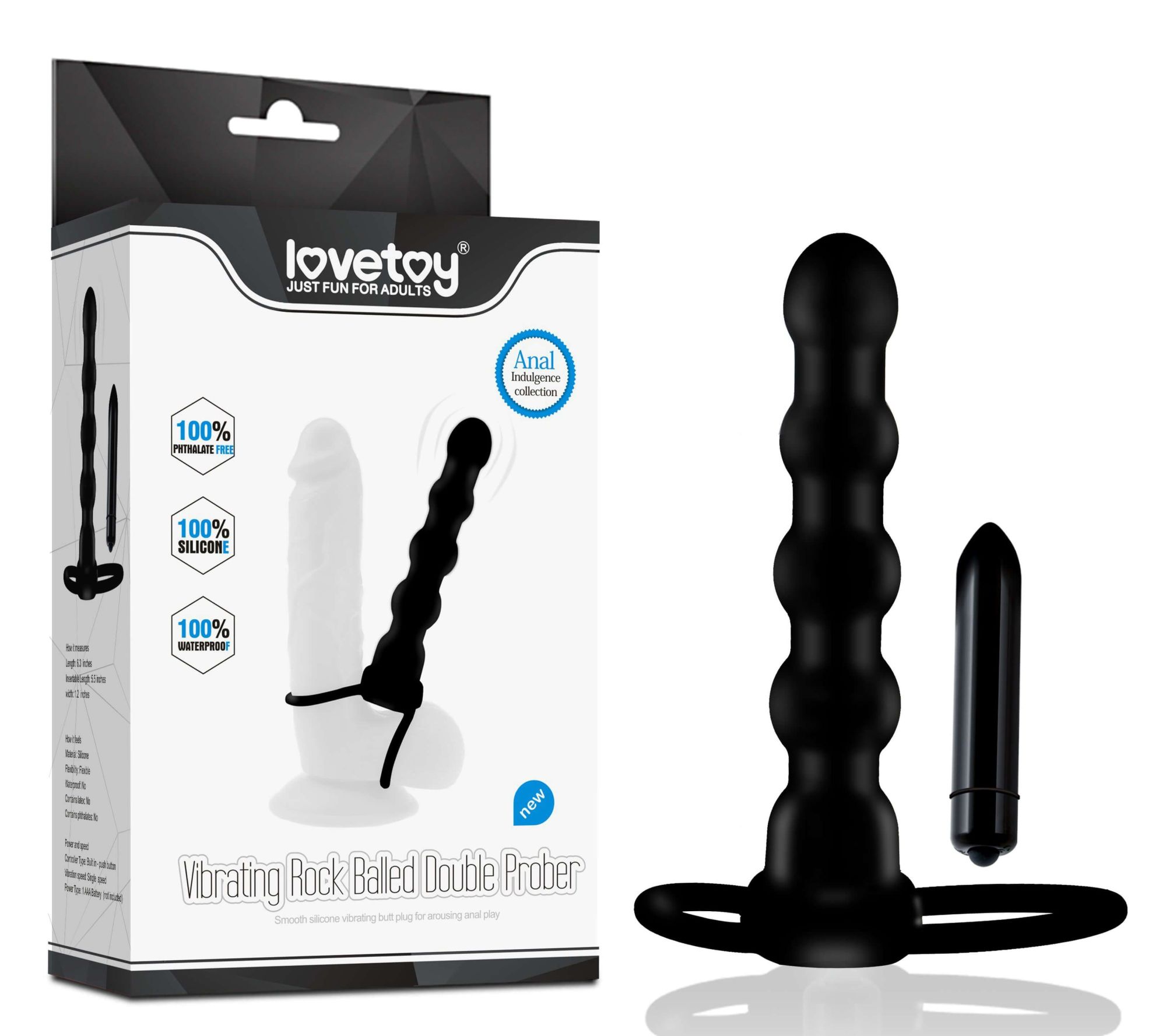 насадка на член lovetoy vibrating rock double cock, чёрная в Перми