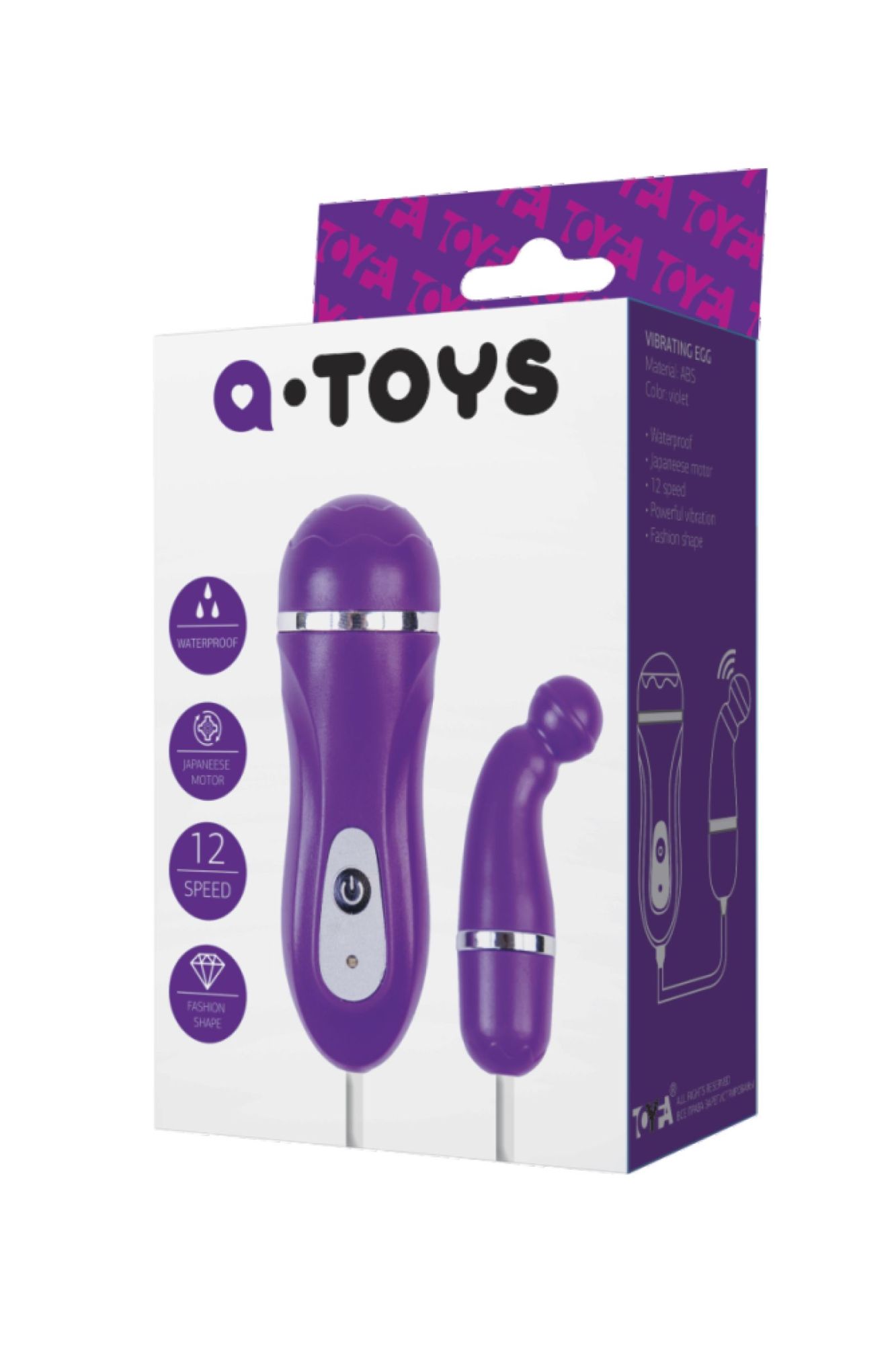 виброяйцо с пультом управления toyfa  a-toys beany, abs пластик, фиолетовый, 5,5 см в Перми
