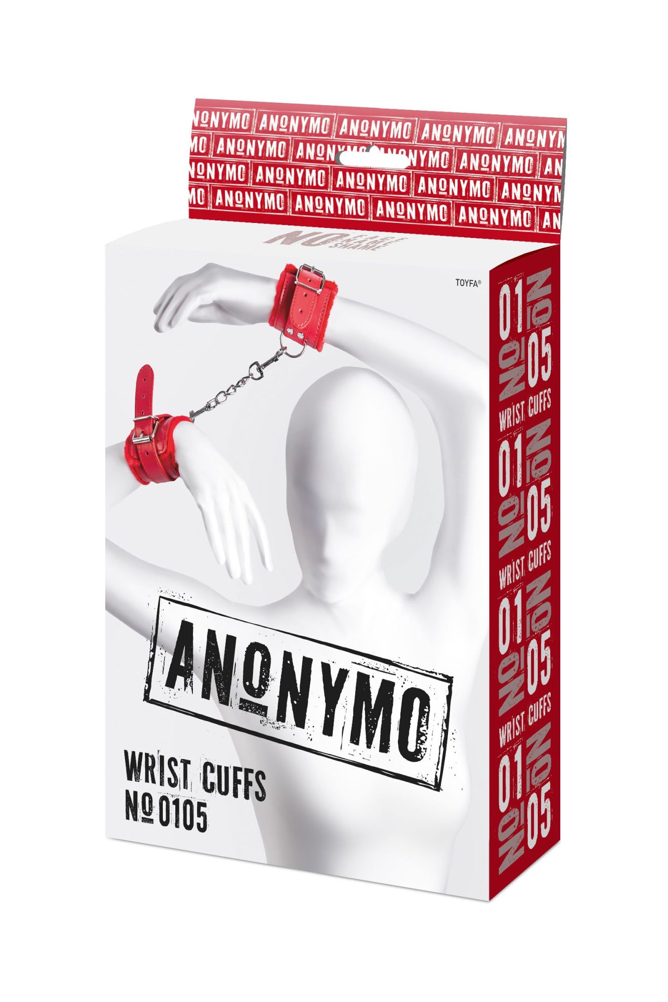 наручники anonymo #0105, pu кожа, красные, 27 см в Перми