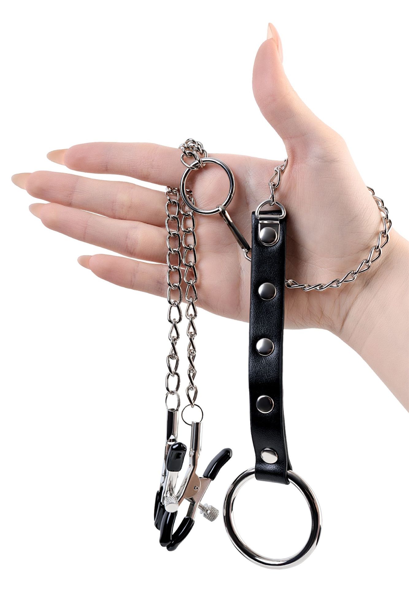 зажимы для сосков toyfa metal с кольцом для пениса, серебряные, 60 см в Перми