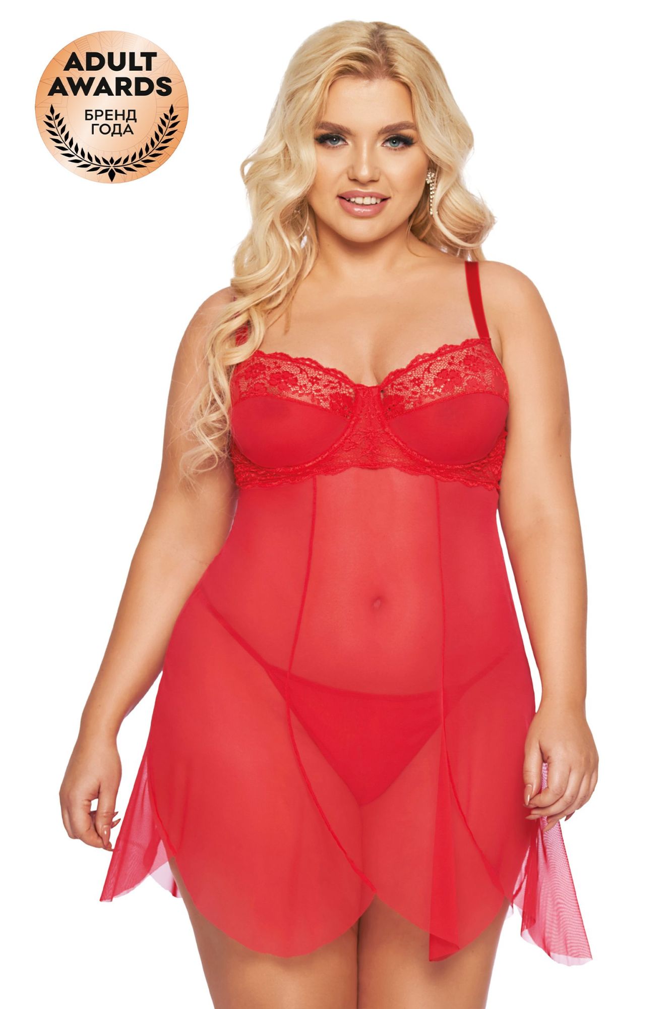 Эротическое ночная сорочка и стринги softline collection carla, красный, xxl в Перми