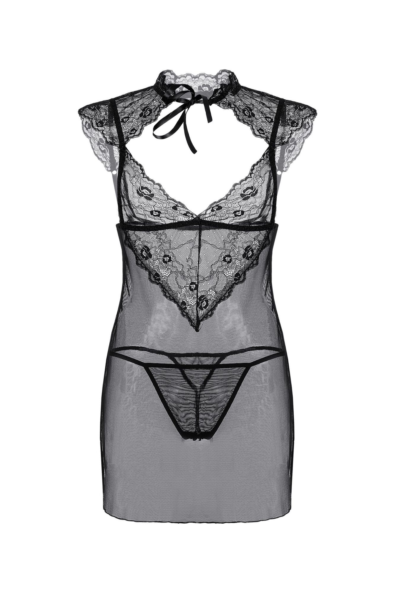 Эротическое комбинация и стринги candy girl luscious, черный, xl в Перми