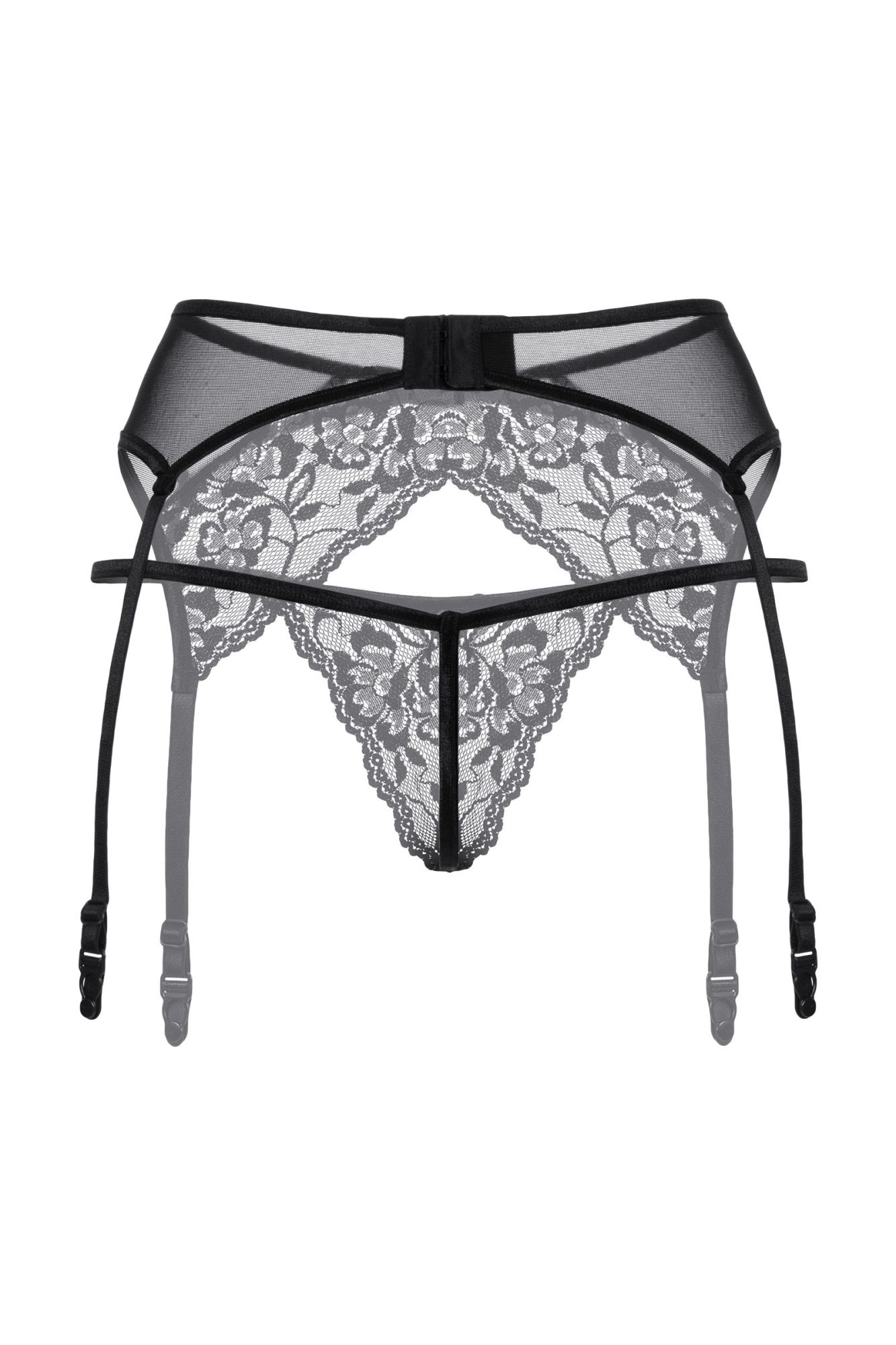 Эротическое пояс для чулок и стринги кружевные softline collection, черный, m/l в Перми