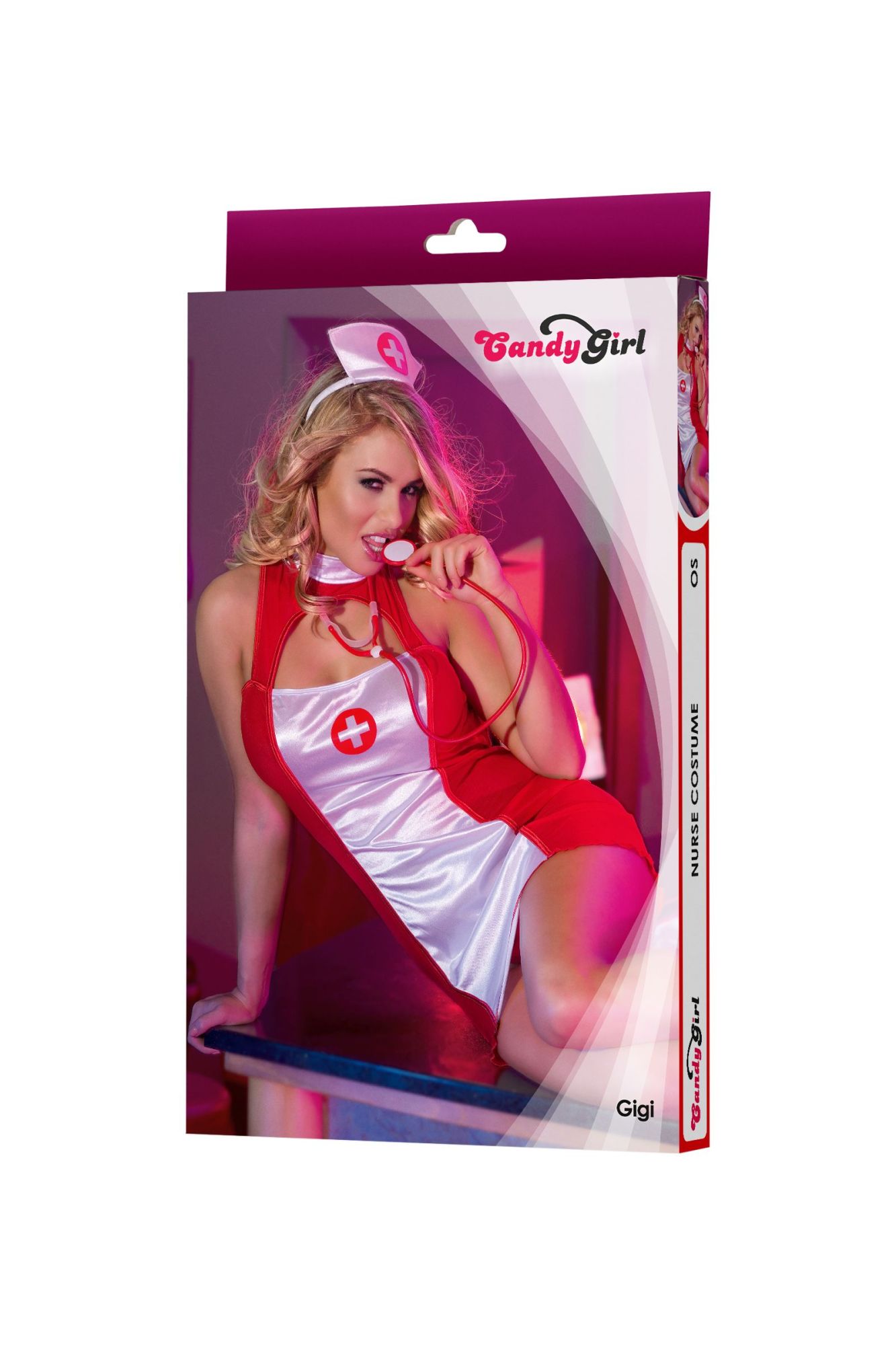 Эротическое костюм медсестры candy girl gigi (платье, головной убор, стетоскоп), красный, os в Перми