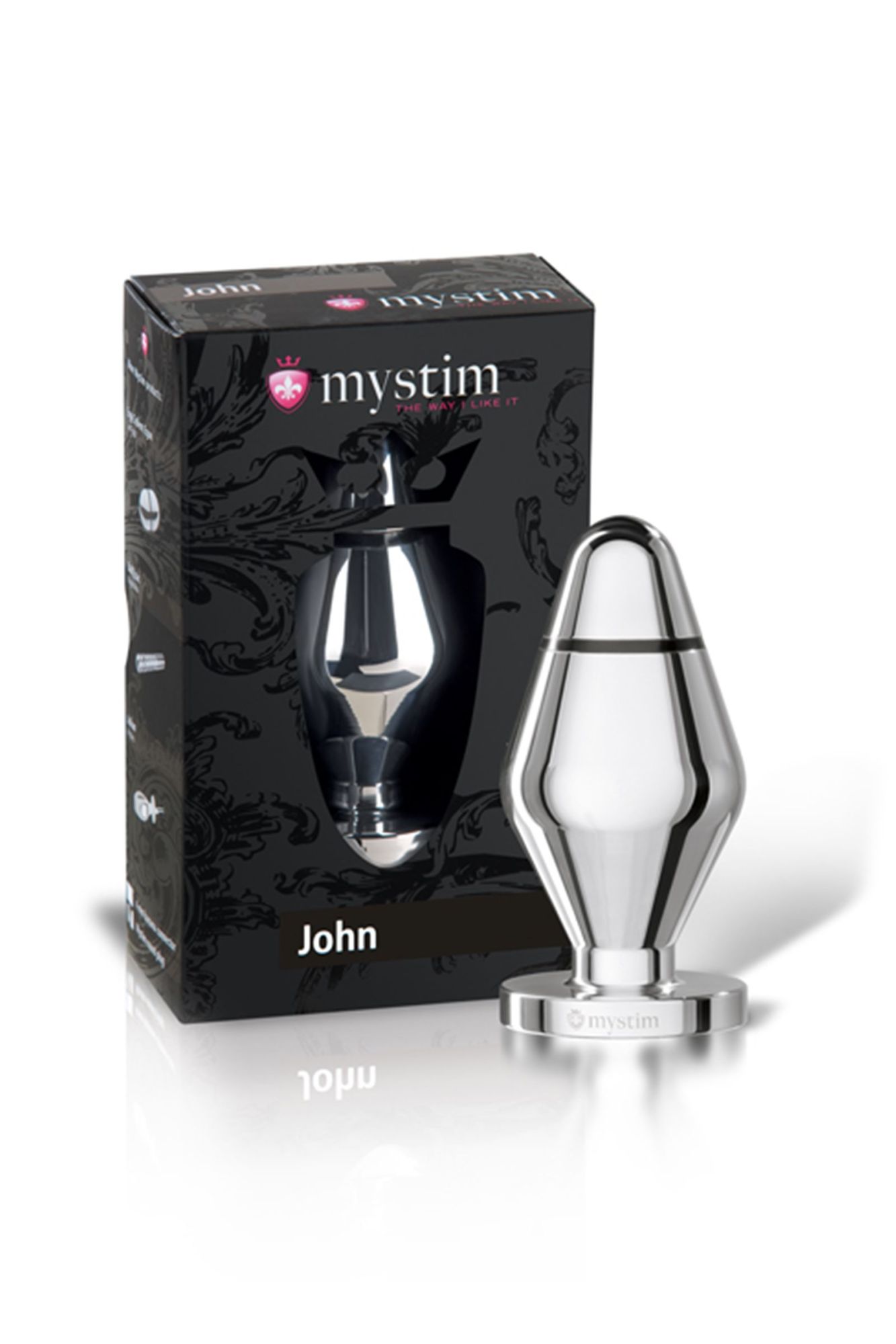 анальная пробка mystim john l, электростимуляция, хирургическая сталь, серебряная, 10,5 см, ø 5 см в Перми