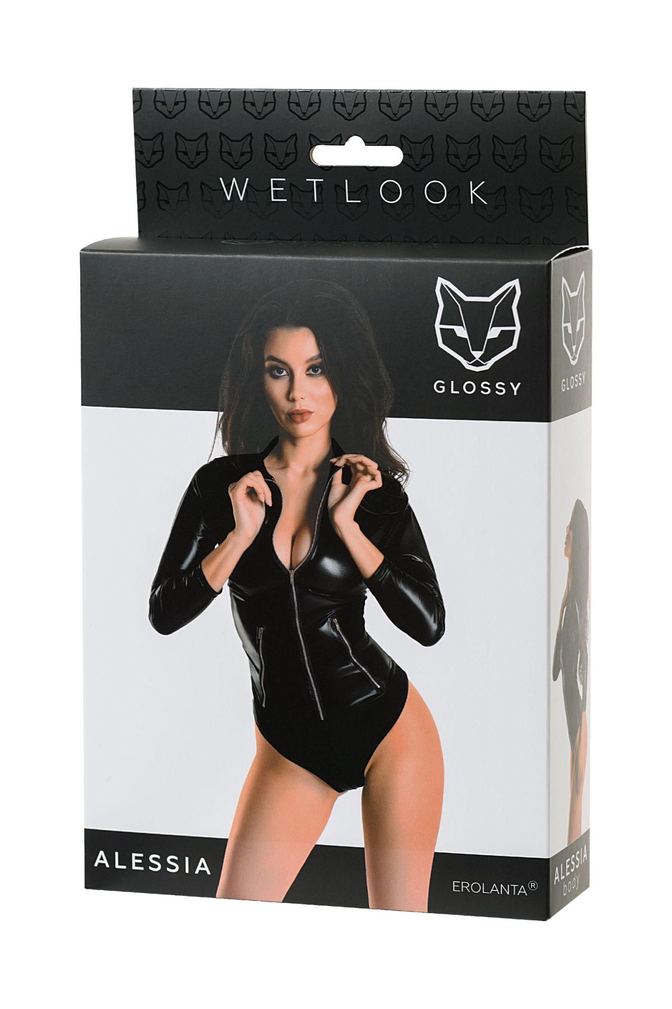 Эротическое боди glossy alessia из материала wetlook на молнии, черное, s в Перми
