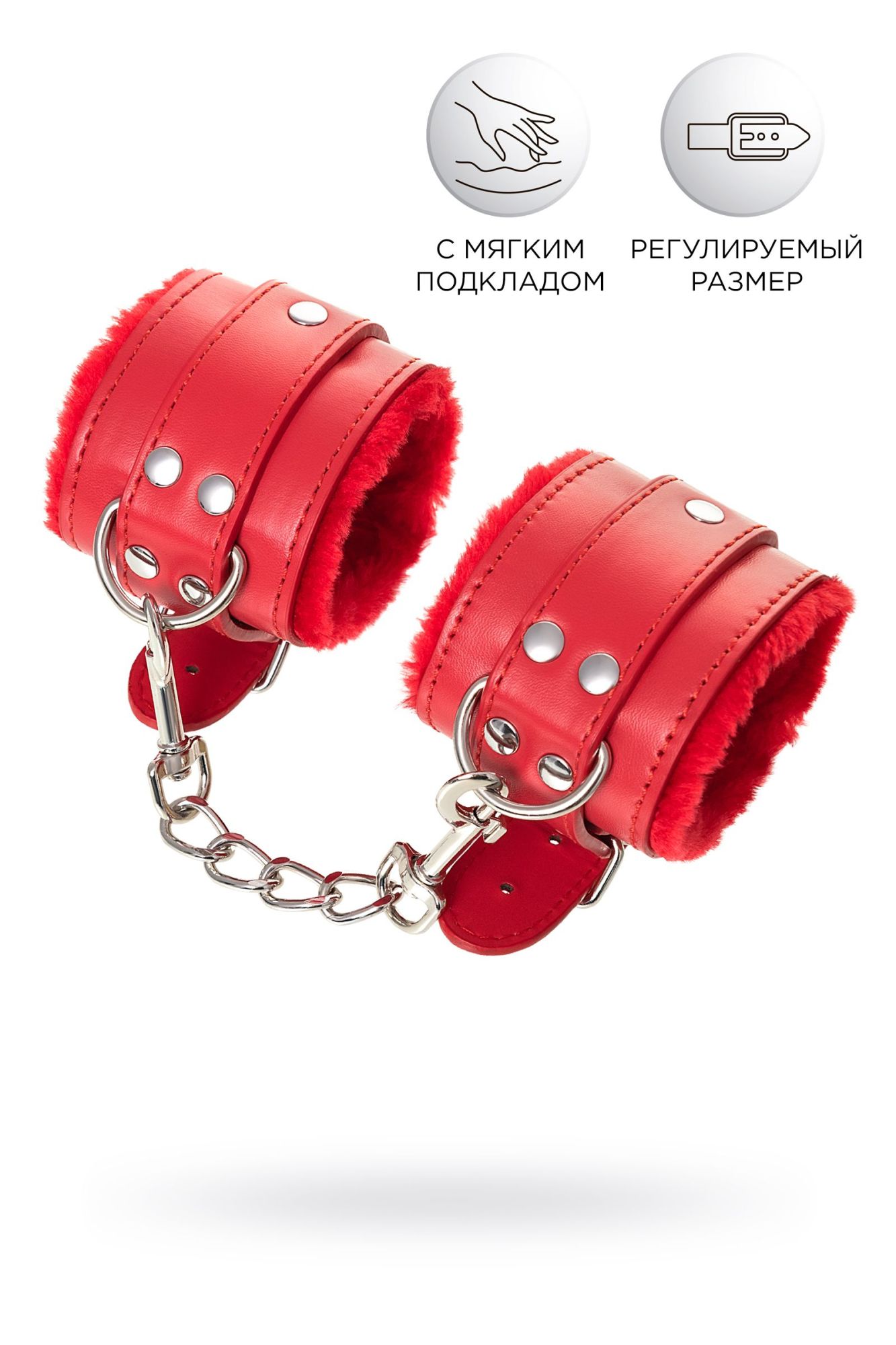наручники anonymo #0105, pu кожа, красные, 27 см в Перми