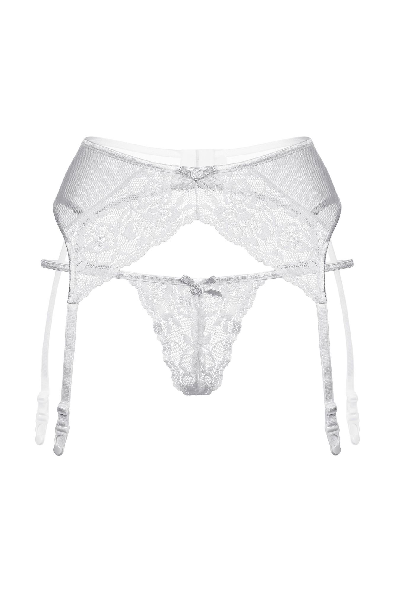 Эротическое пояс для чулок и стринги кружевные softline collection, белый, m/l в Перми