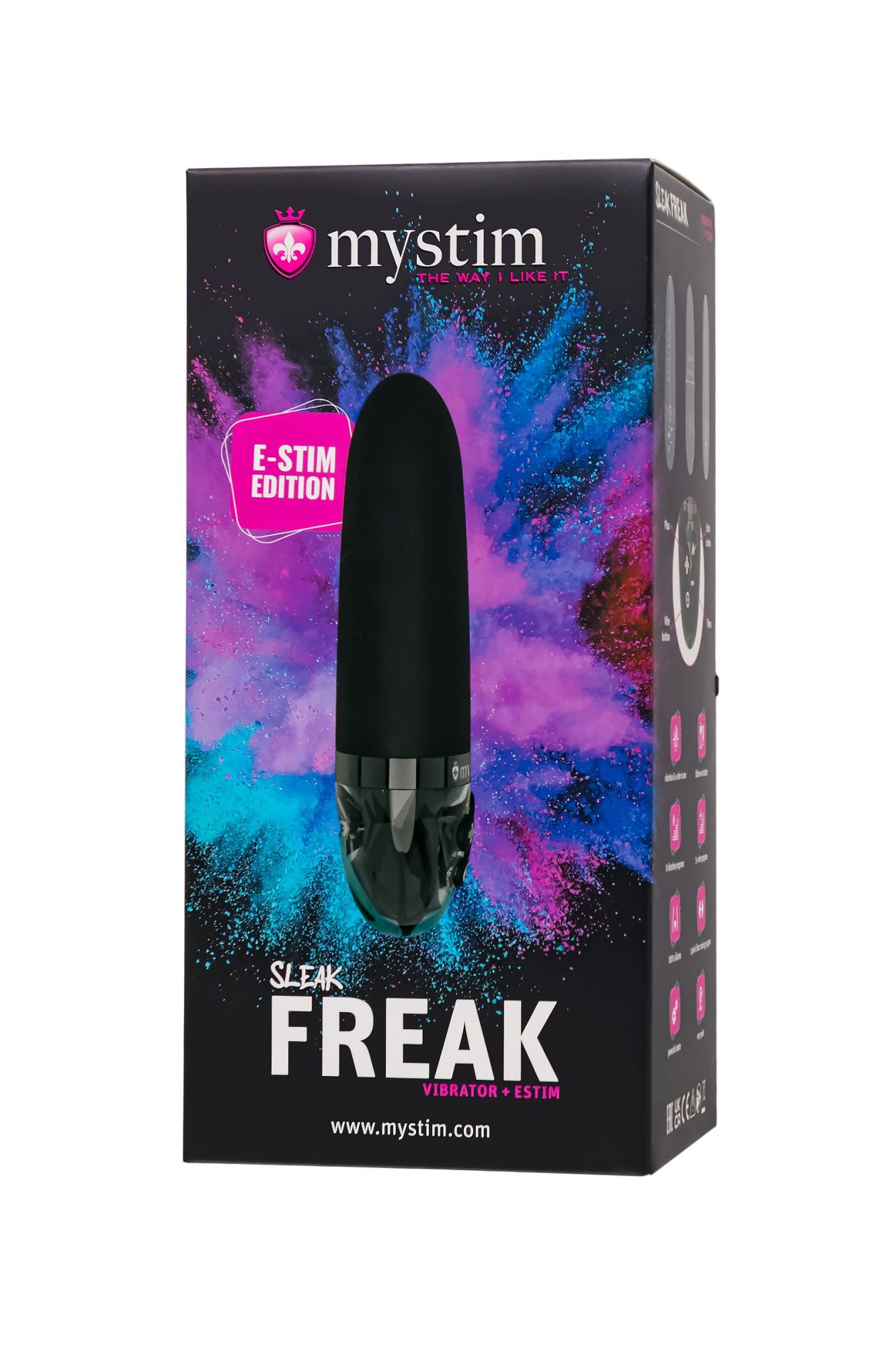вибратор mystim sleak freak с электростимуляцией,силикон, черный, 14,5 см в Перми