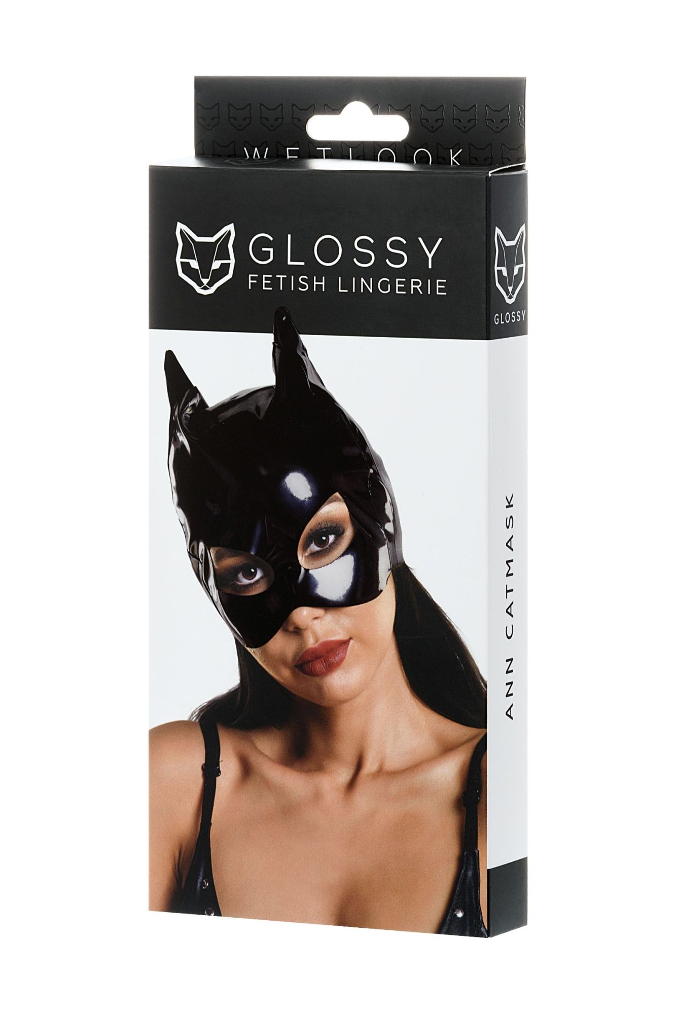 маска кошки glossy ann из материала wetlook, черный, os в Перми