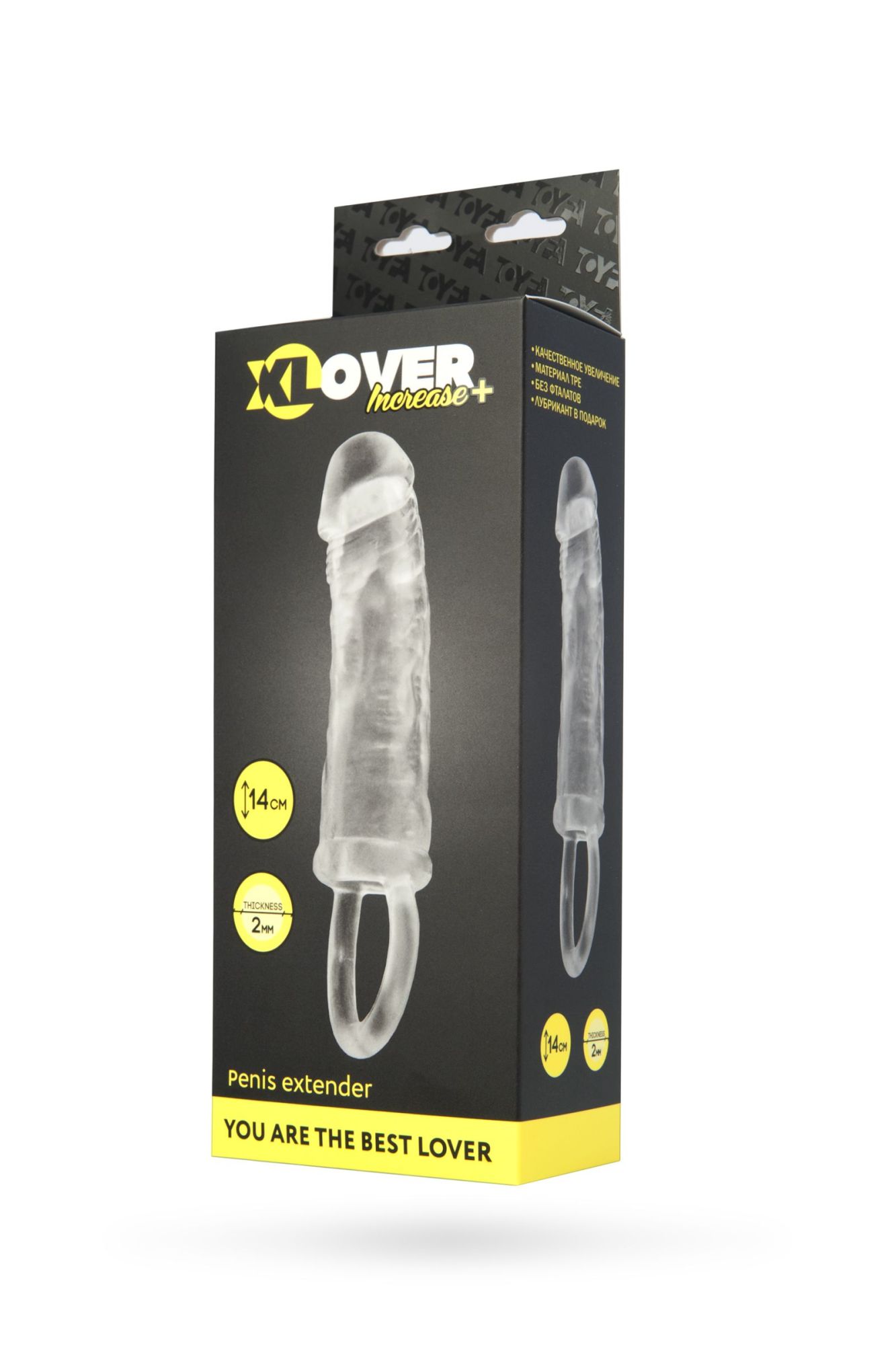 насадка xlover by toyfa increase+ для увеличения размера, с кольцом,  tpe, прозрачная, 14 см в Перми