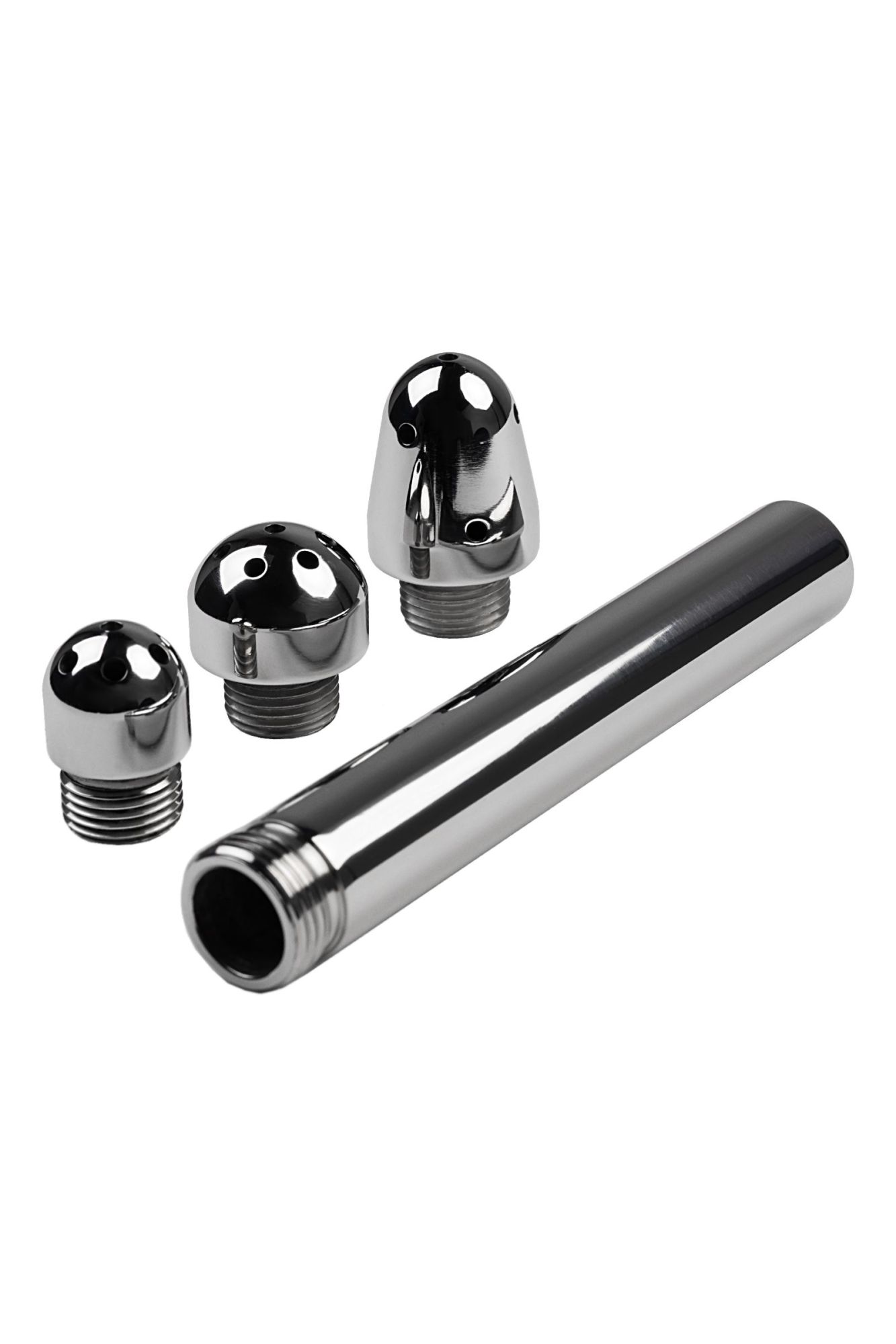 анальный душ с тремя насадками metal by toyfa, металл, серебряный, 13 см в Перми