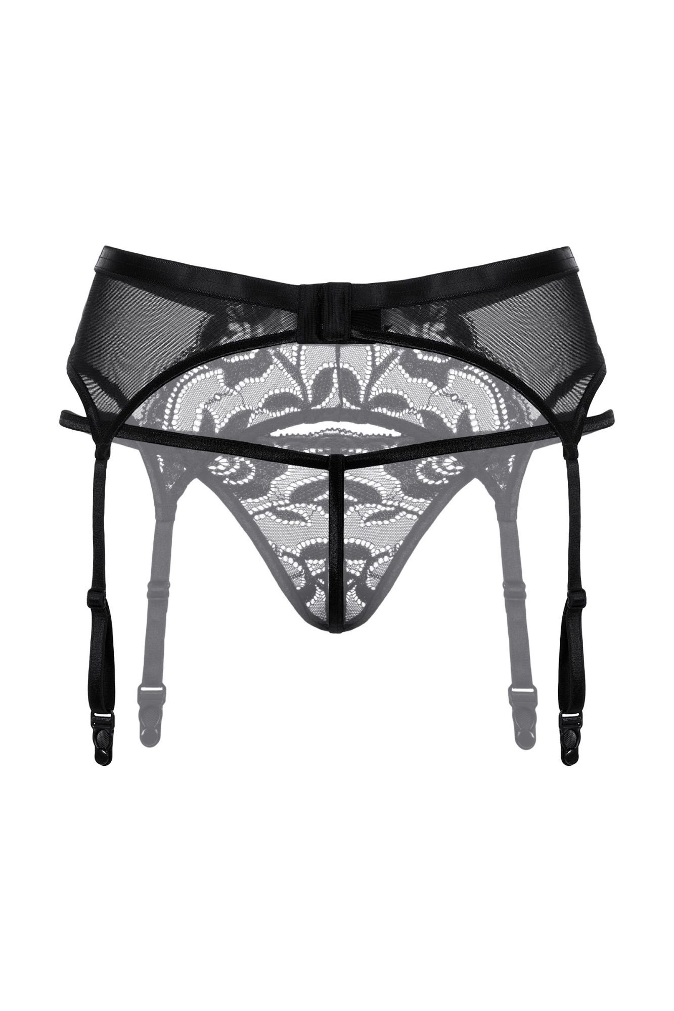 Эротическое пояс для чулок и стринги кружевные softline collection, черный, m/l в Перми