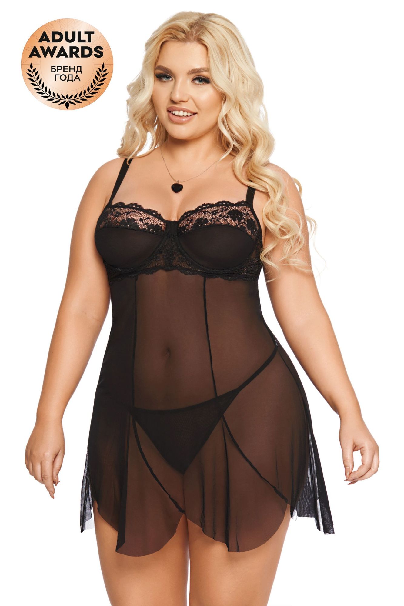 Эротическое ночная сорочка и стринги softline collection carla, черный, xl в Перми