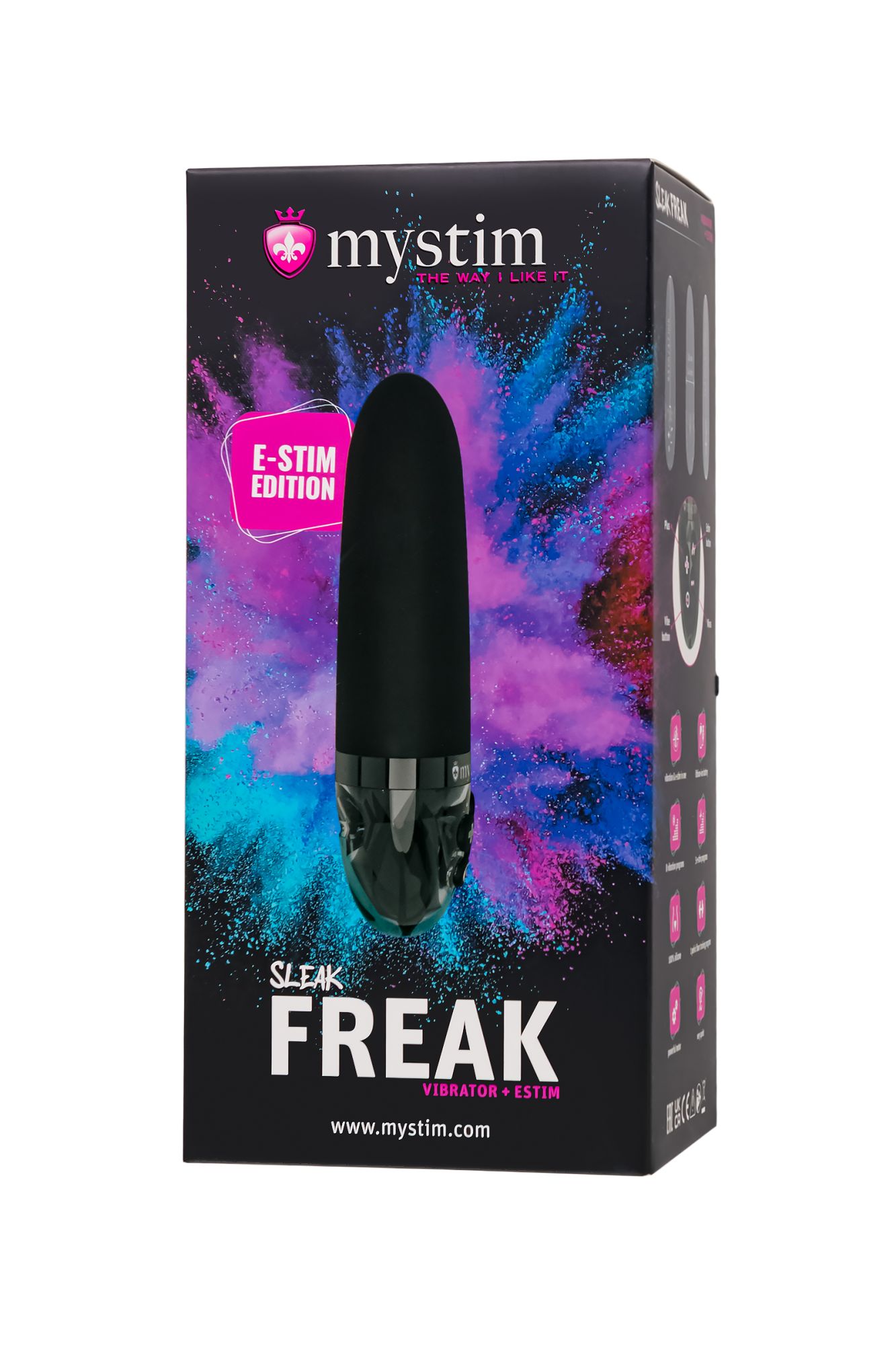 вибратор mystim sleak freak с электростимуляцией,силикон, черный, 14,5 см в Перми