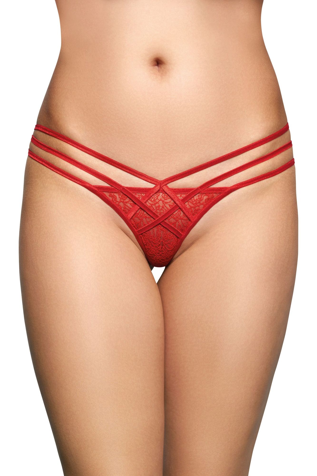 Эротическое стринги с геометрическим узором softline collection, красный, s/m в Перми