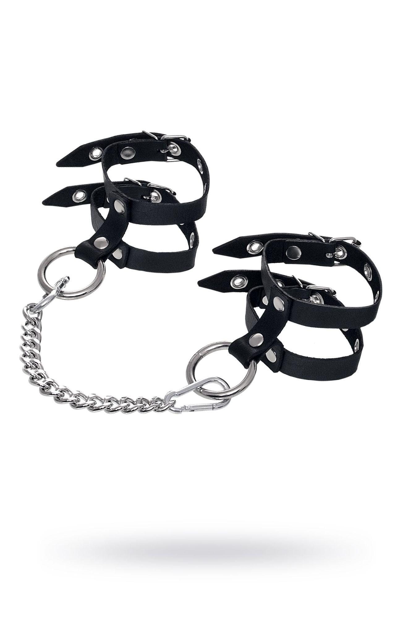 оковы pecado bdsm, однослойные из двух ремешков, натуральная кожа, черные в Перми