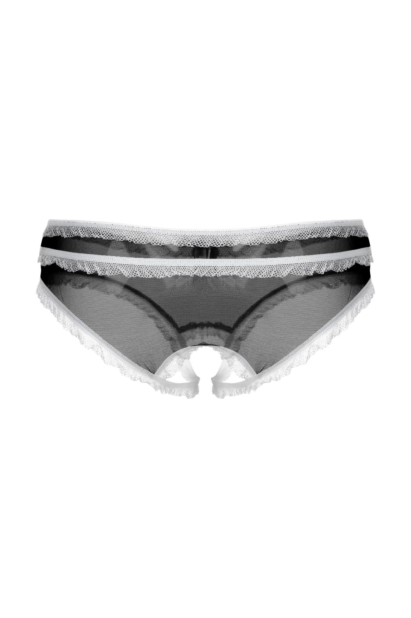 Эротическое трусики открытые с рюшами softline collection, черный, s/m в Перми