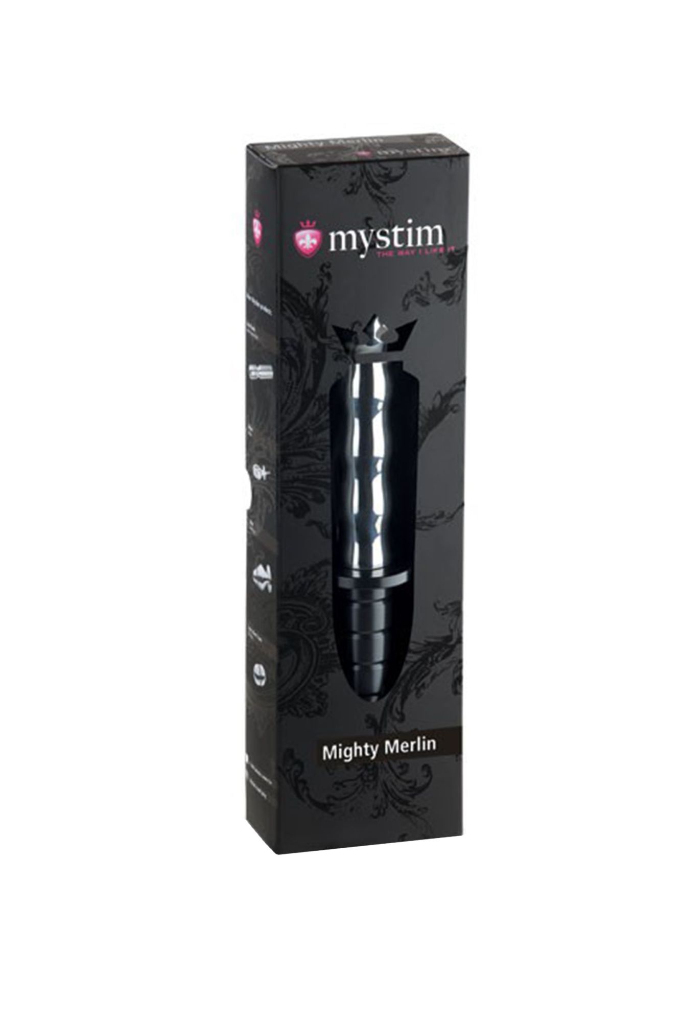 электростимулятор фаллоимитатор mystim mighty merlin, хирургическая сталь, серебряный, 28 см в Перми