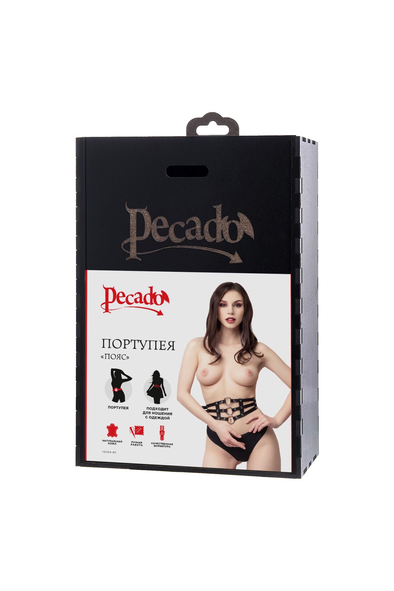 пояс pecado bdsm, с кольцами, натуральная кожа, черный в Перми