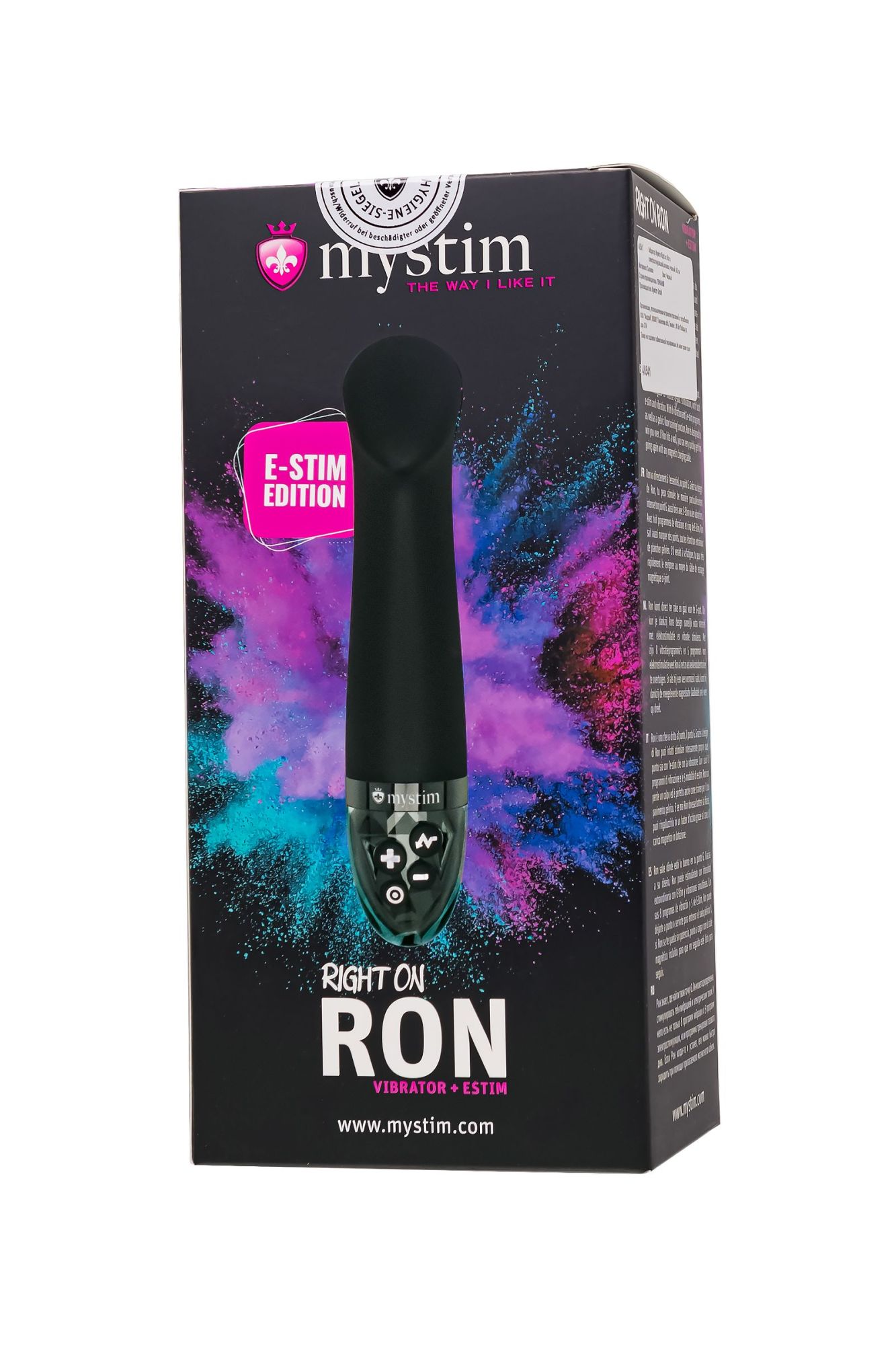 вибратор mystim right on ron с электростимуляцией,силикон, черный, 16,5 см в Перми