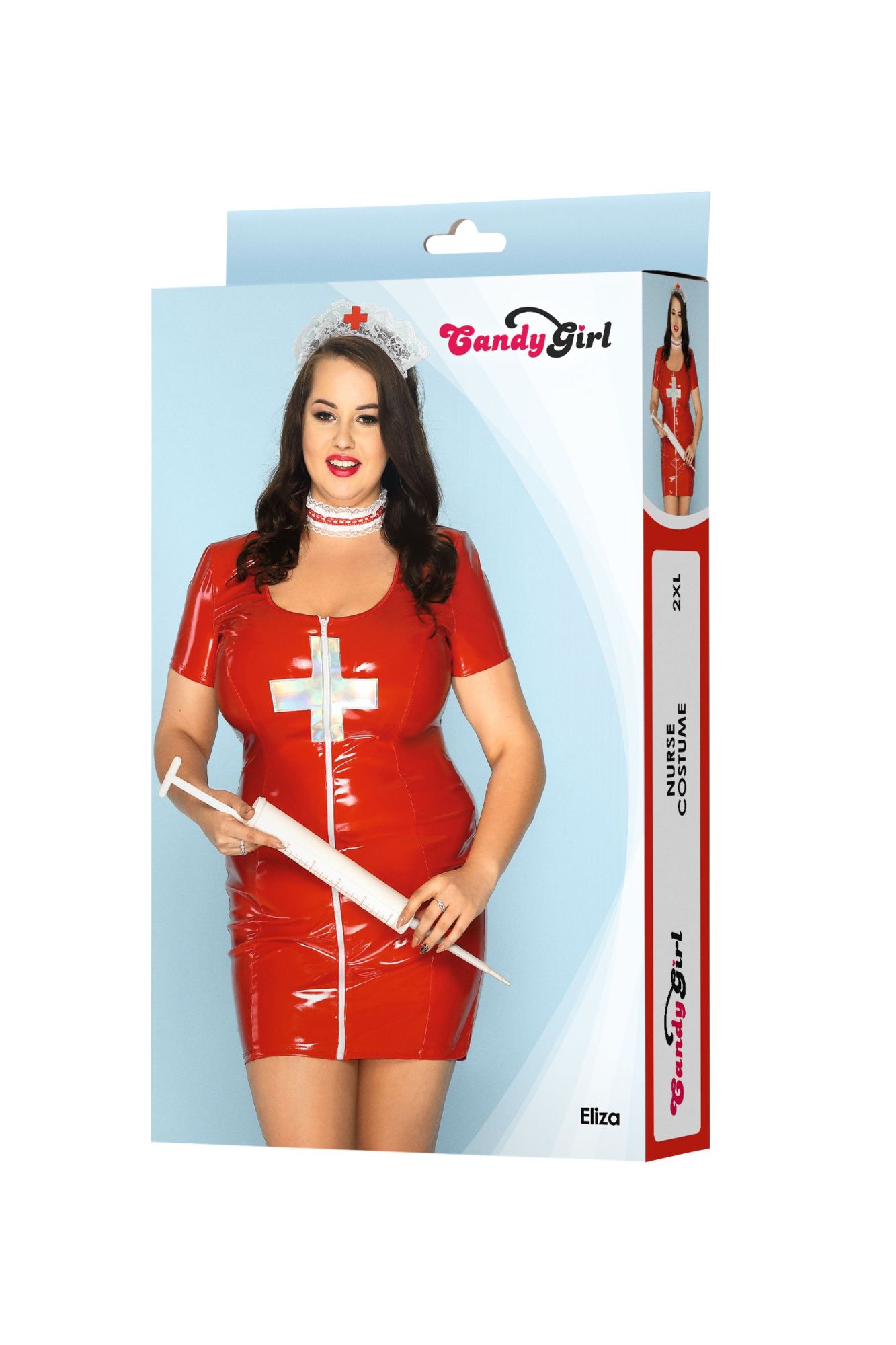 Эротическое костюм медсестры candy girl eliza (платье, чокер, головной убор) красный, 2xl в Перми