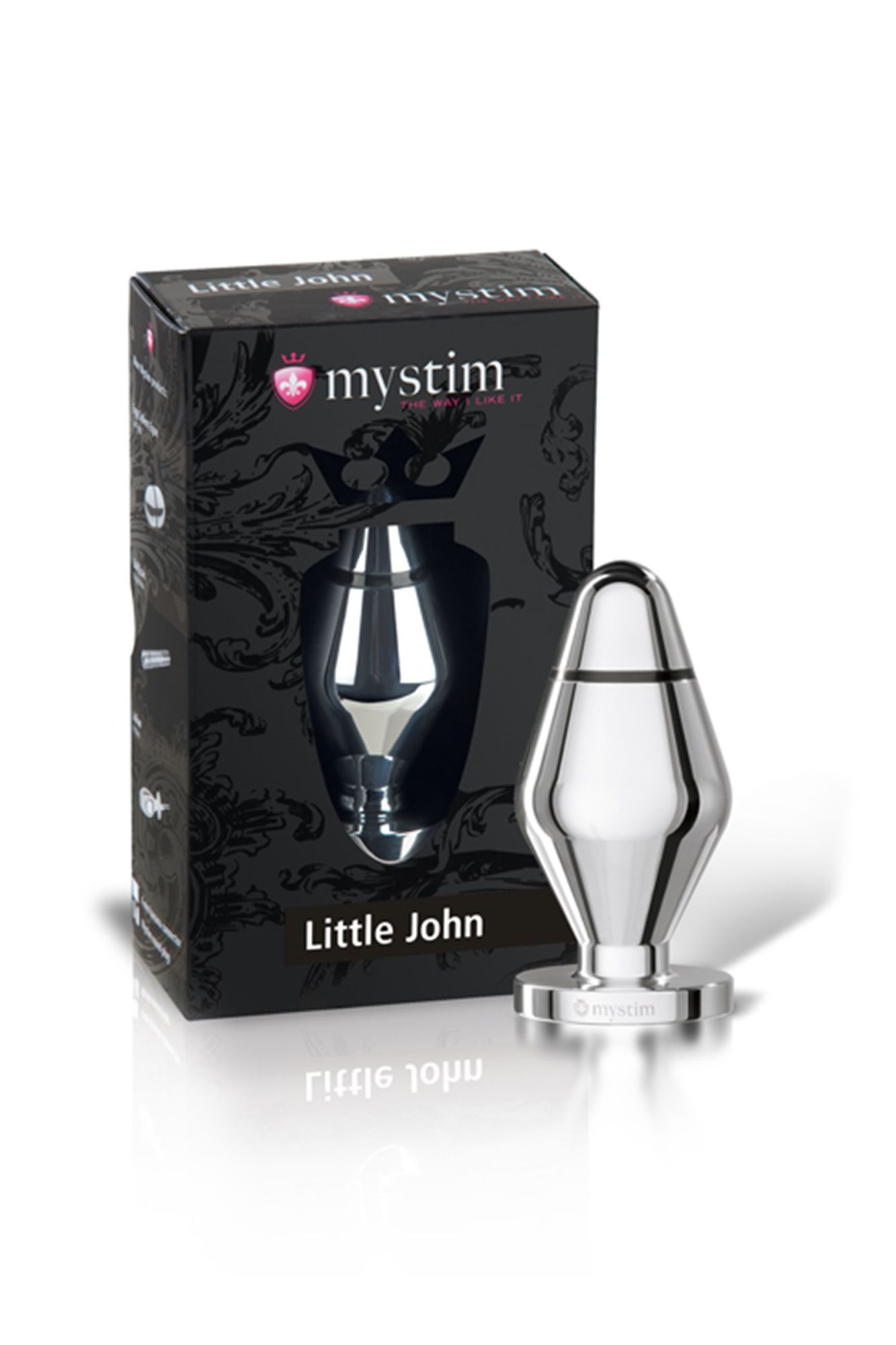анальная пробка mystim little john s, электростимуляция, хирургическая сталь, серебряная, 9 см, ø 3, в Перми