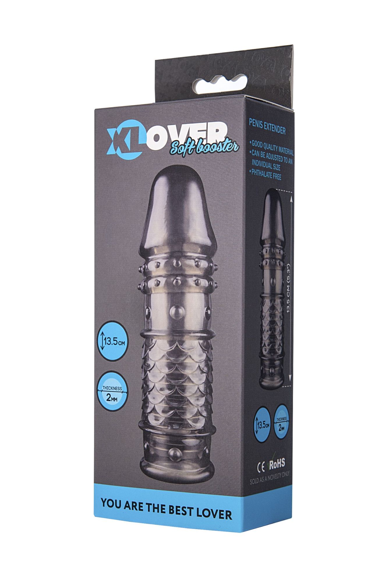насадка toyfa xlover, для увеличения размера, tpe, черная прозрачная, 13,5 см в Перми