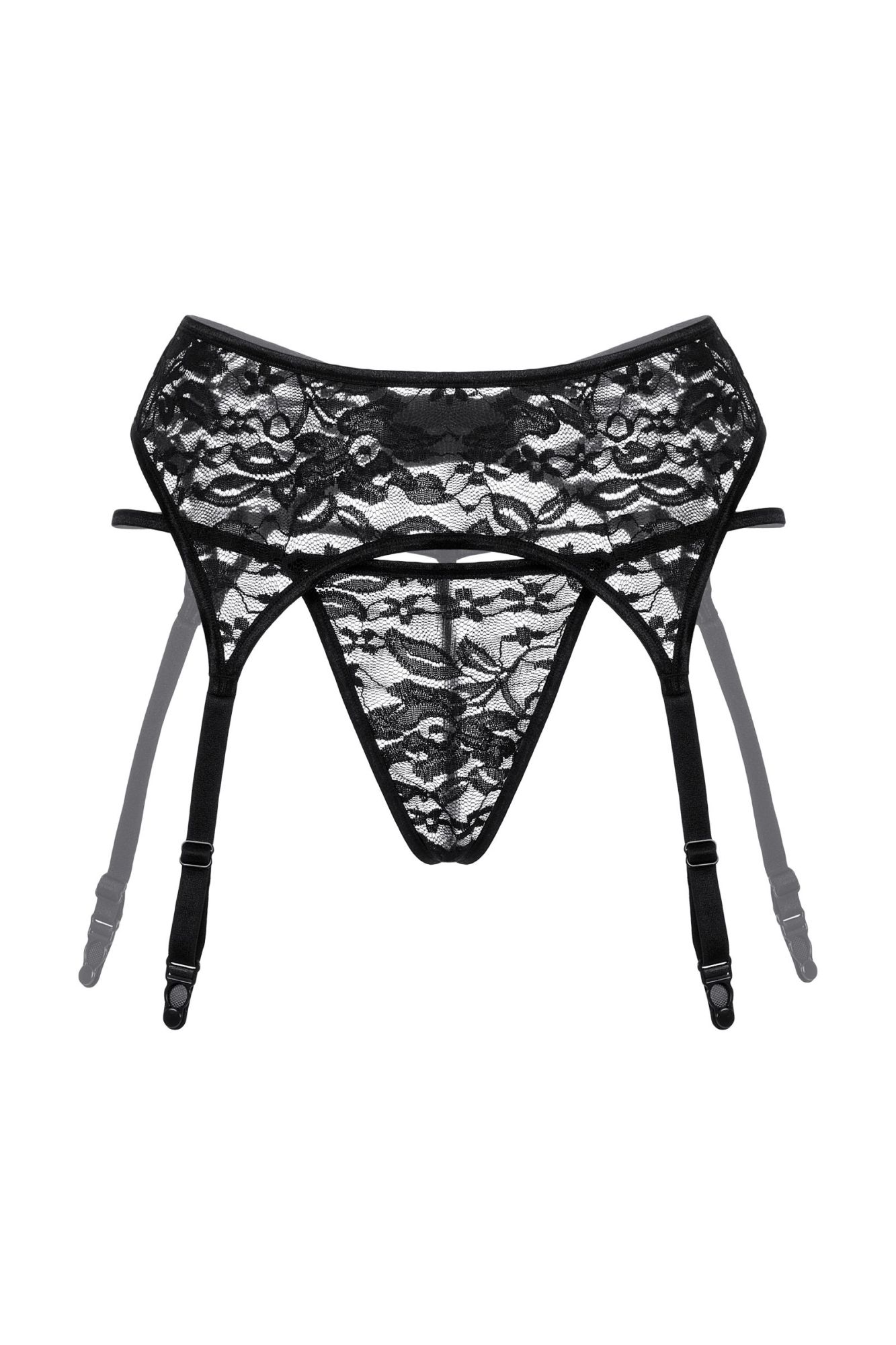 Эротическое пояс для чулок и стринги softline collection из кружева, черный, s/m в Перми
