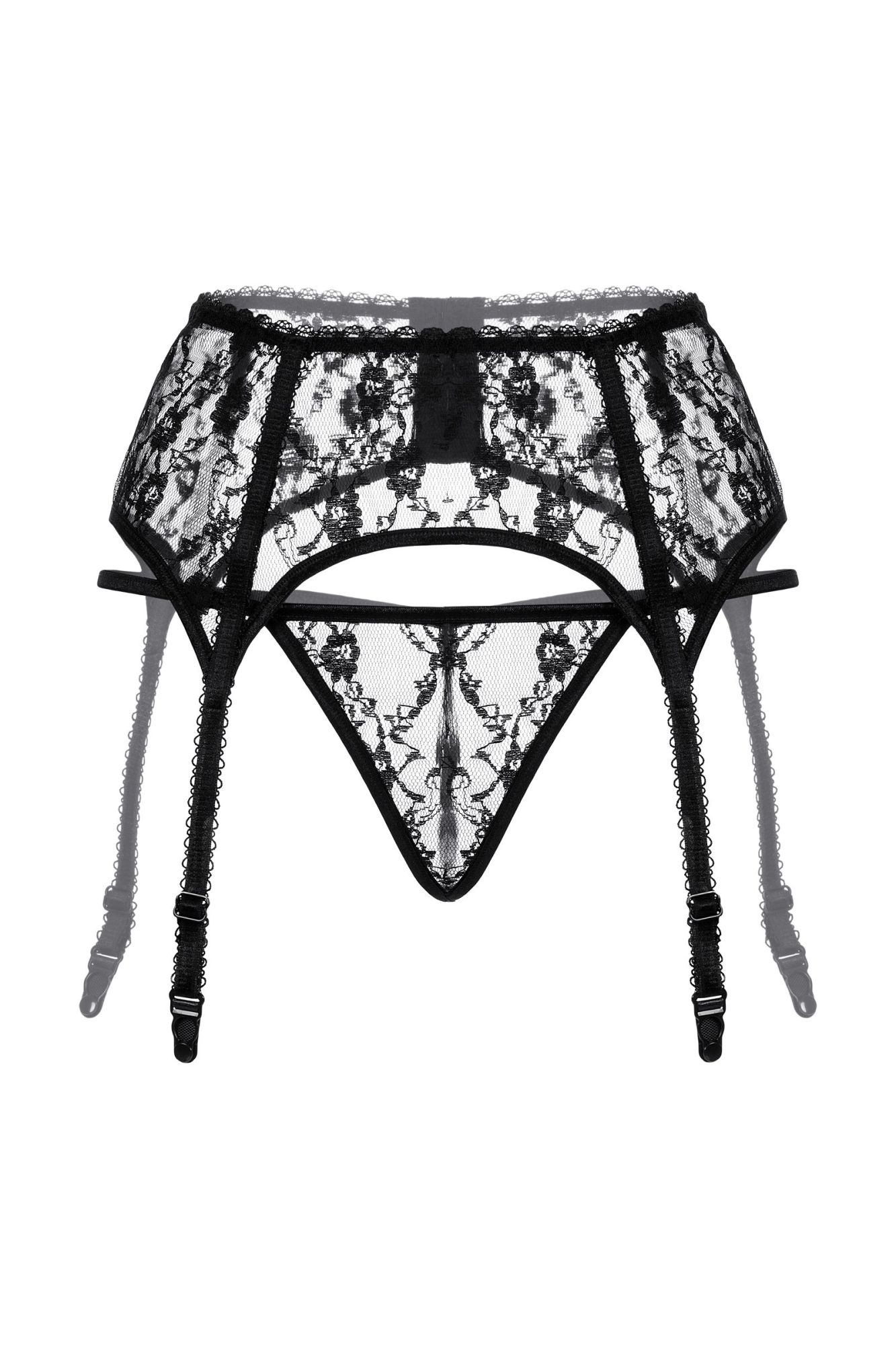 Эротическое пояс для чулок на косточках и стринги softline collection, черный, m/l в Перми