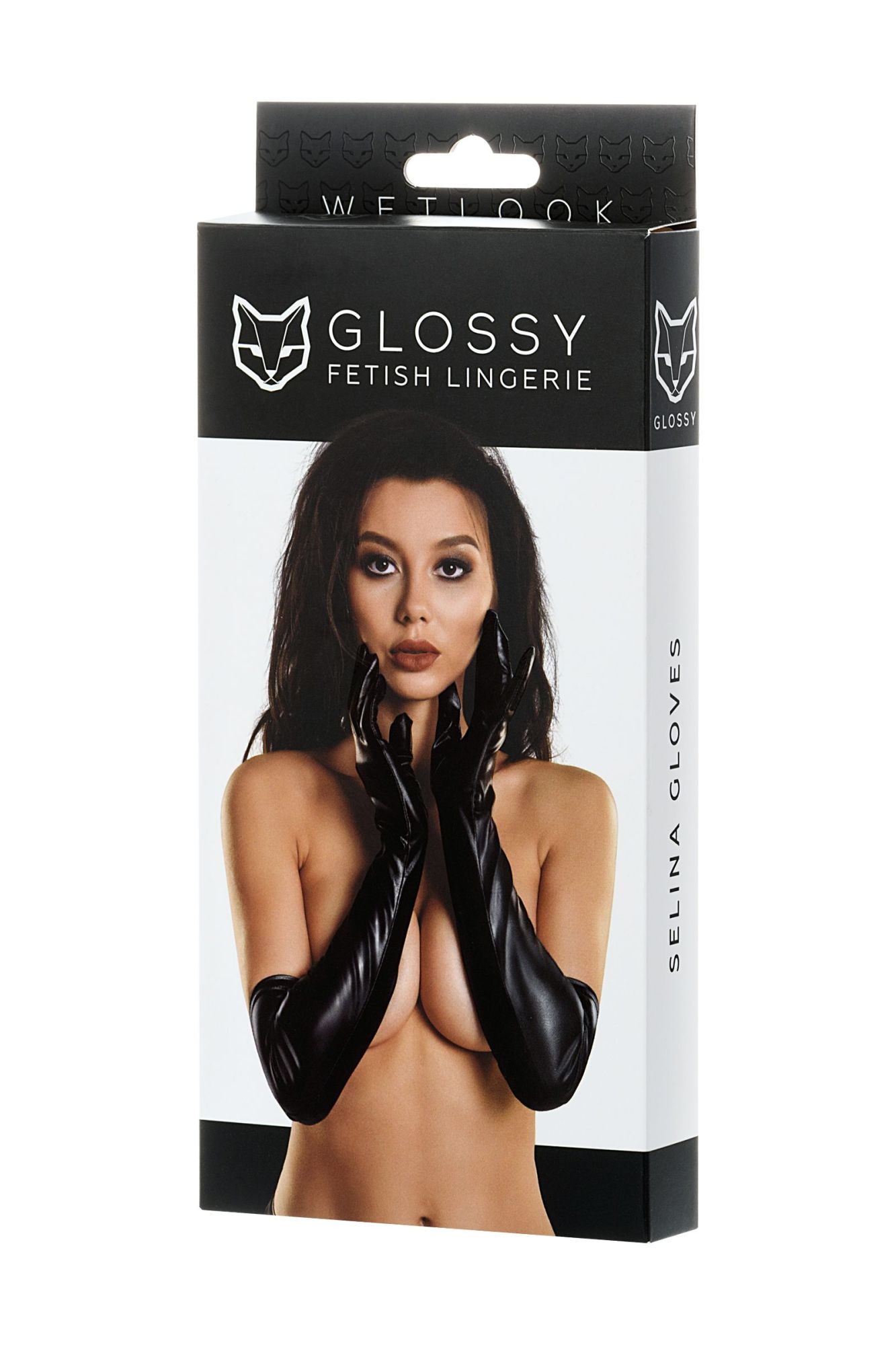 перчатки glossy selina из материала wetlook выше локтя, черный, m в Перми