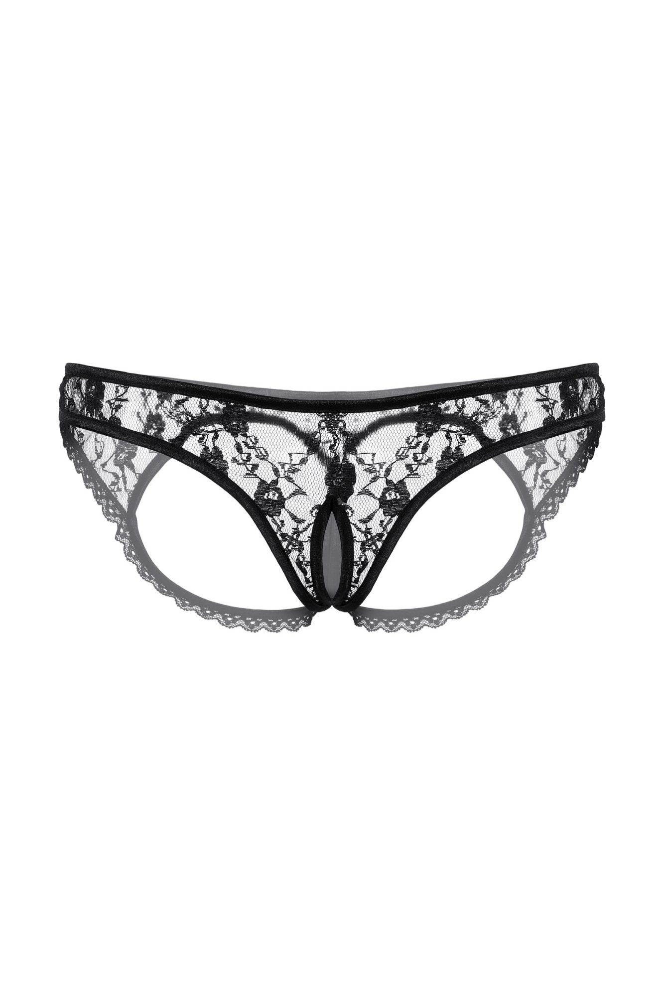 Эротическое трусики с открытыми ягодицами и вырезом softline collection, черный, s/m в Перми