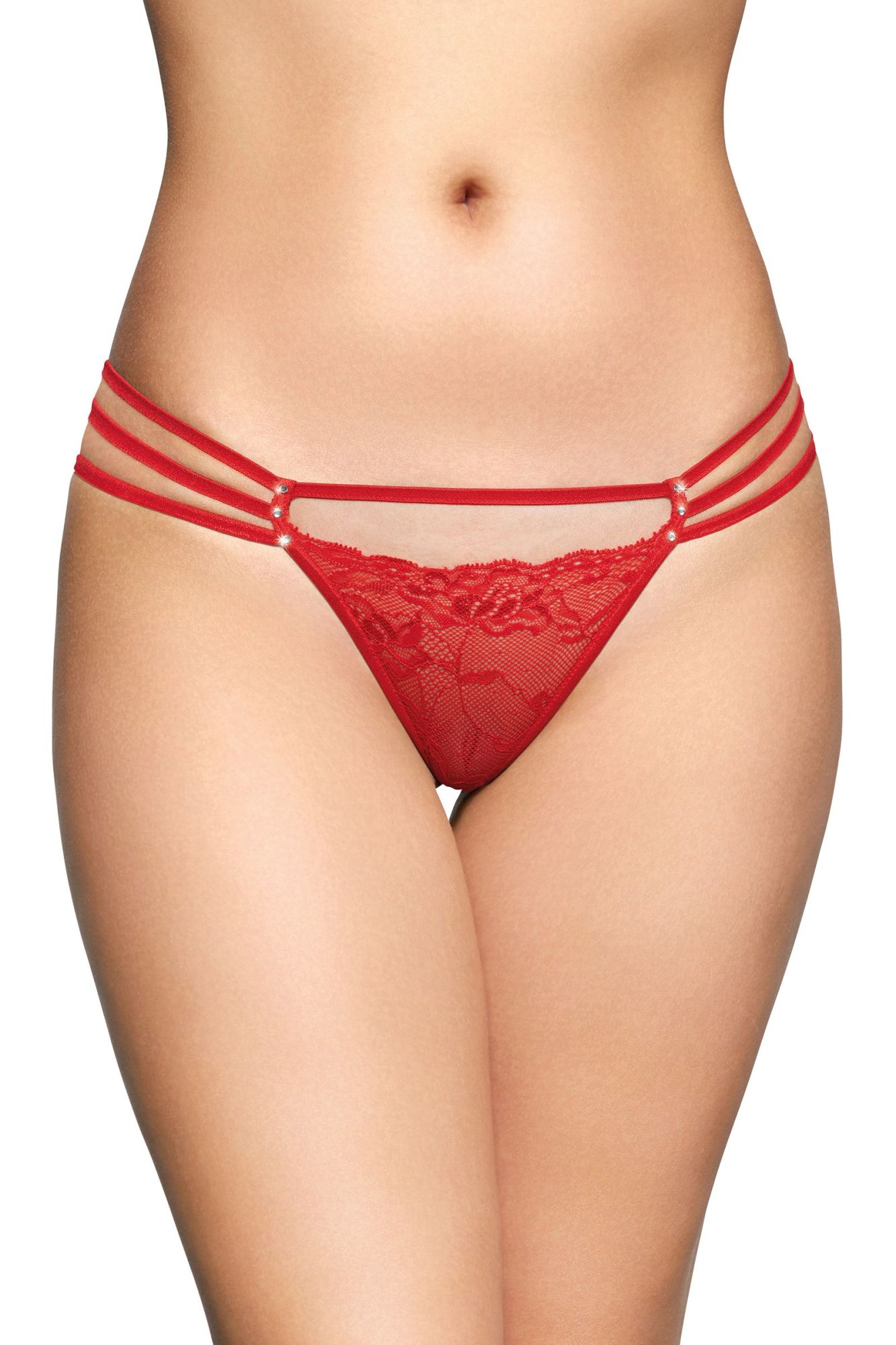 Эротическое стринги со стразами softline collection, красный, s/m в Перми