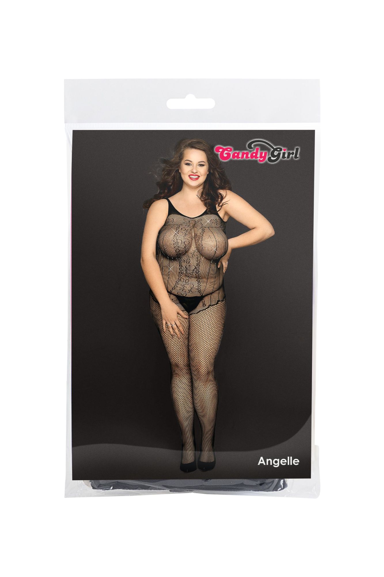 Эротическое костюм-сетка со стразами и стринги candy girl angelle черные, 2xl в Перми